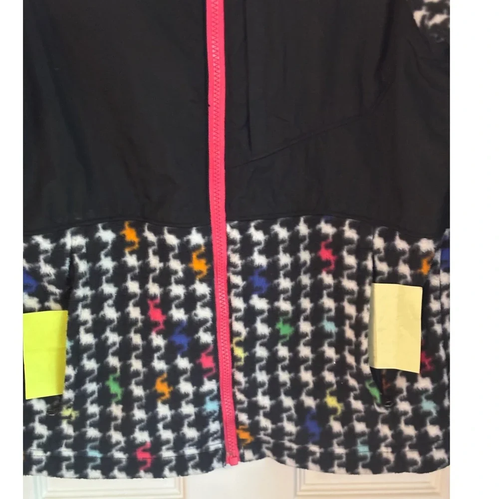 Columbia Interchange Fleece‎ Jacket Houndstooth Black Pink Youth Size 14/16